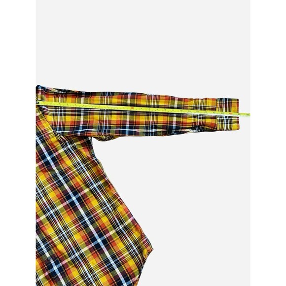 Banana Republic Men’s Plaid Button Down Long Sleeve Shirt Yellow Orange Large - Picture 7 of 8